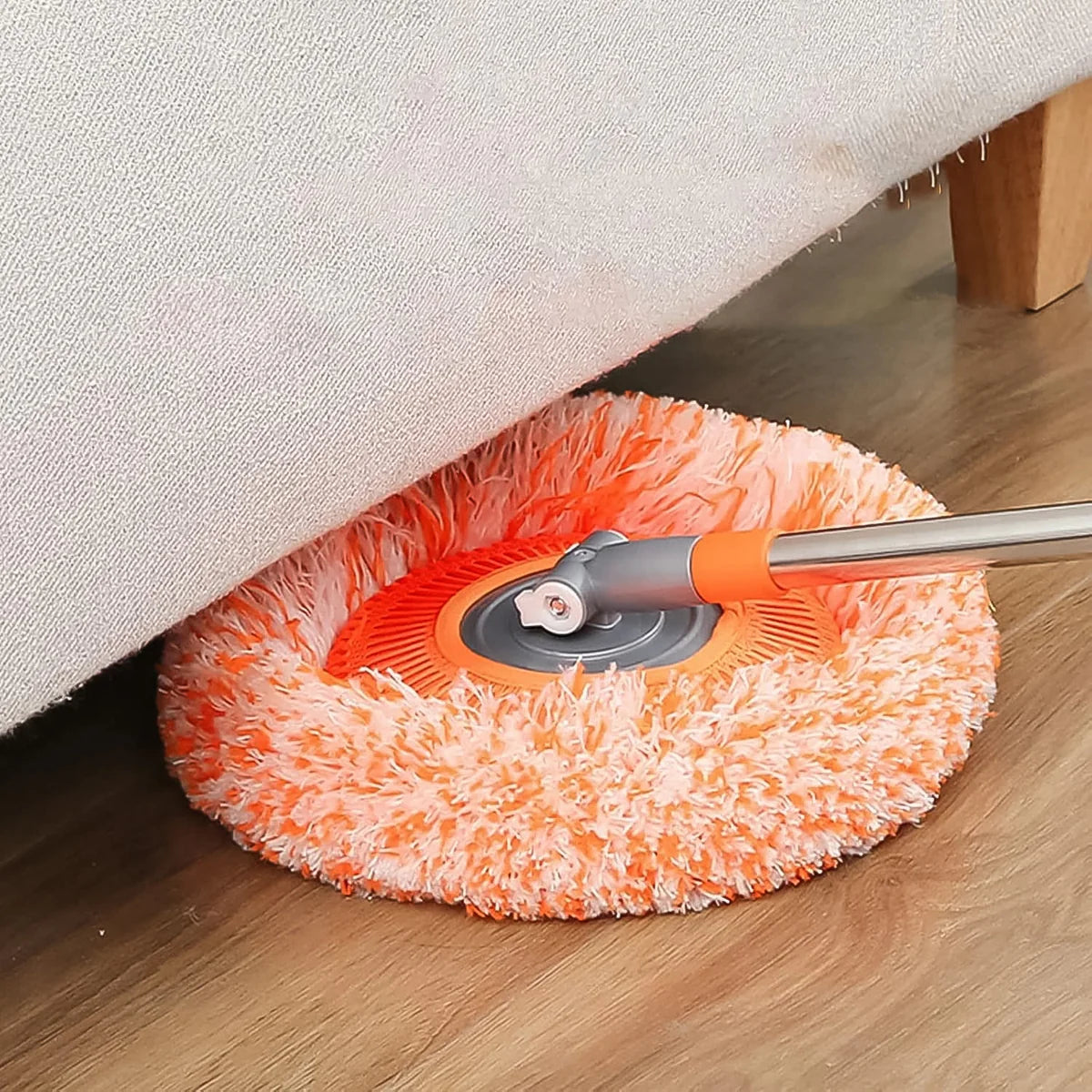Stainless Steel, Plastic 360° Rotatable Adjustable Cleaning Mop, Extendable with Long Handle, Multifunctional Dust Household Rotating Mops for Wall Ceiling Window Floor(360 Degree Orange mop)