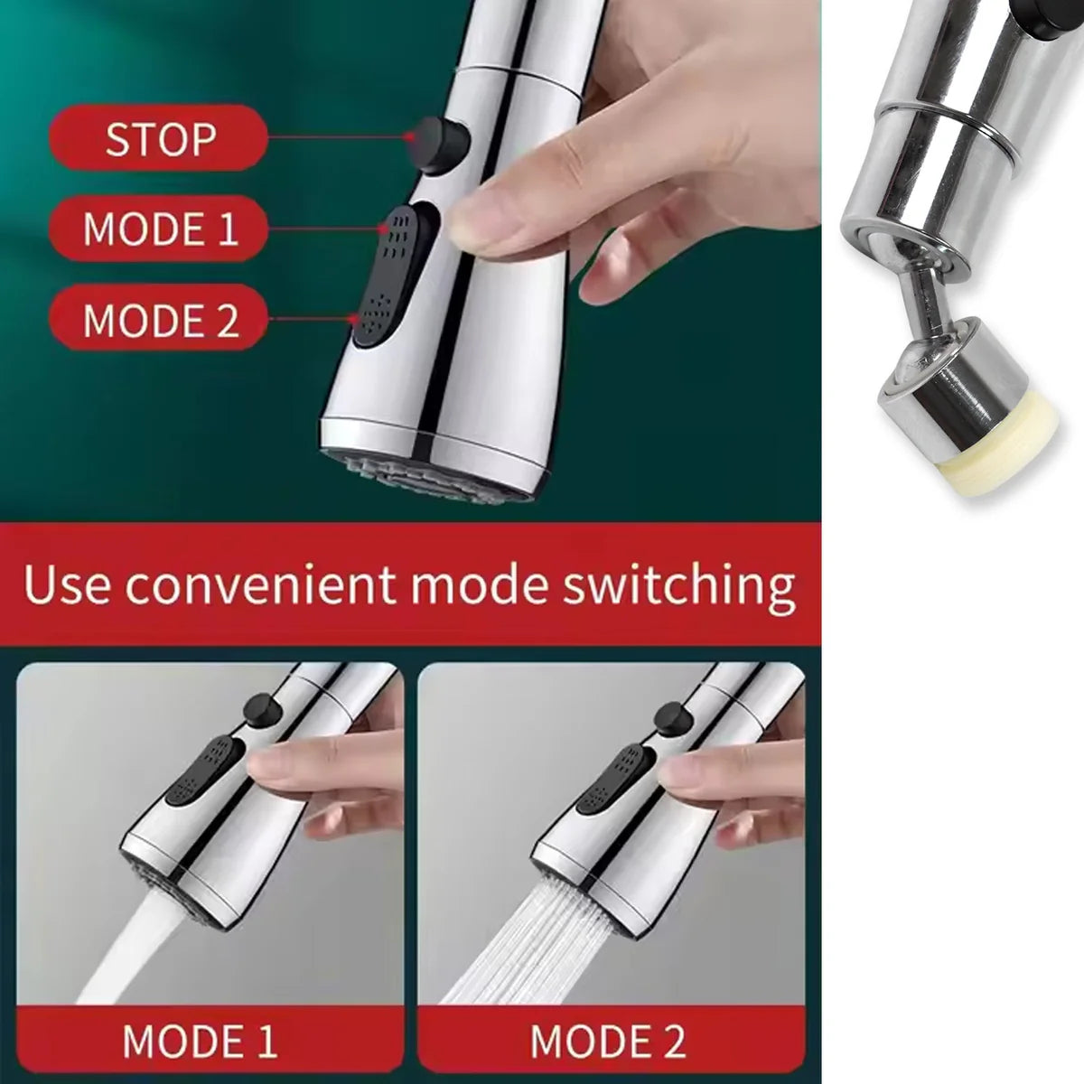 Kitchen Faucet 3-Function Pull Down Sink Sprayer (1 Pc)