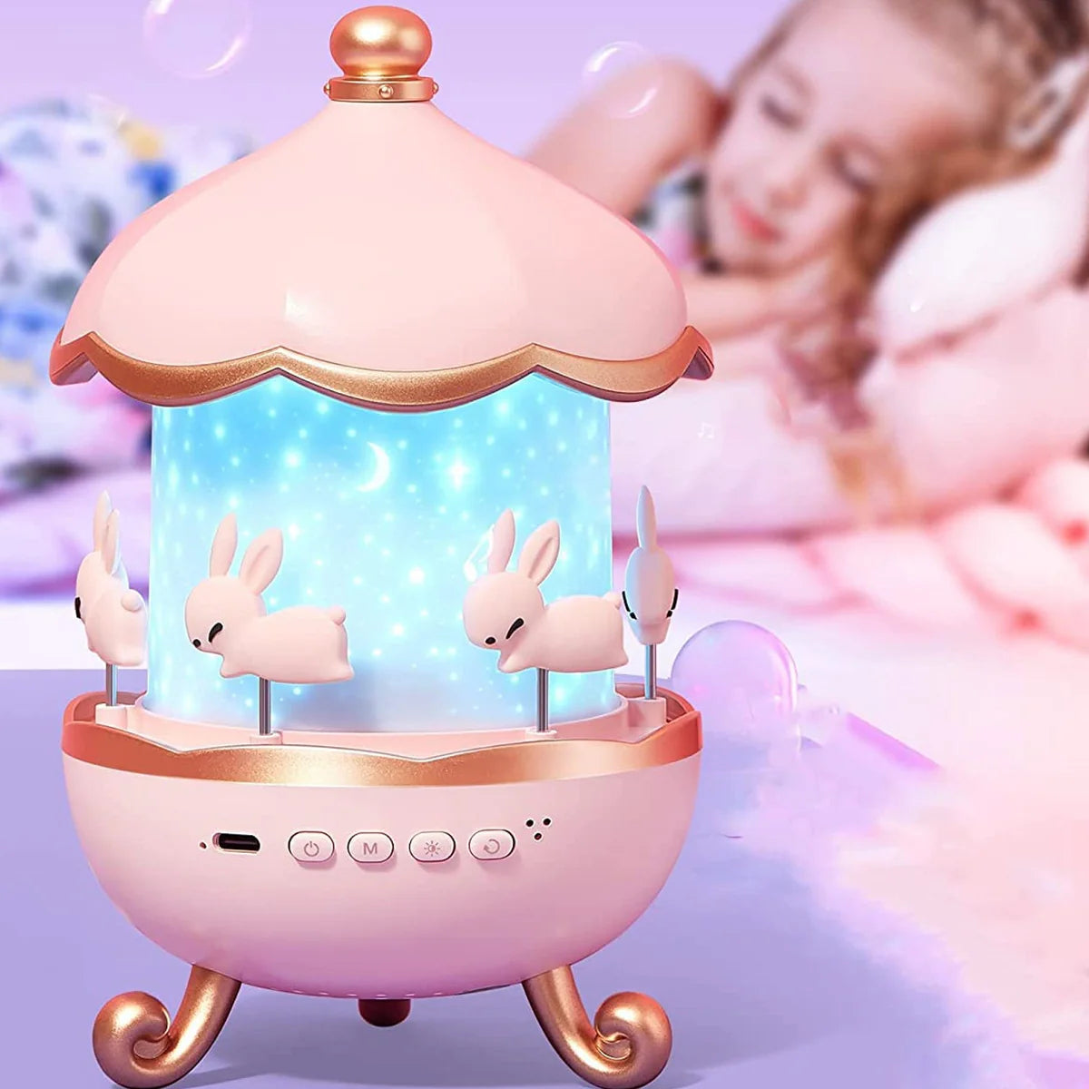Bunny's Carousel Rotating LED Night Light