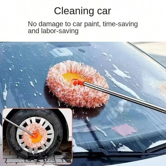 Stainless Steel, Plastic 360° Rotatable Adjustable Cleaning Mop, Extendable with Long Handle, Multifunctional Dust Household Rotating Mops for Wall Ceiling Window Floor(360 Degree Orange mop)