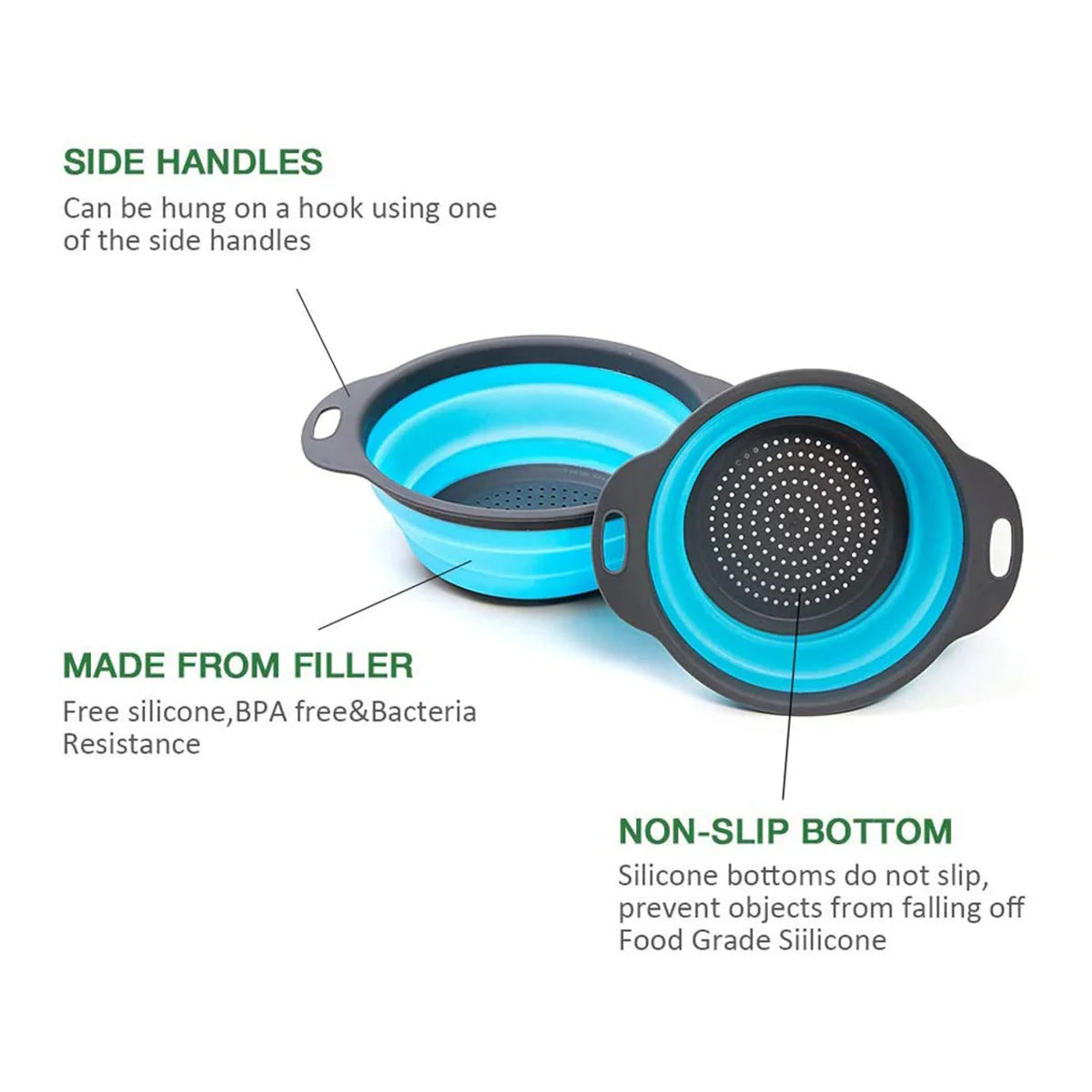 Round Sili Strain used in all kinds of household and official kitchen purposes as a Foldable utensil.