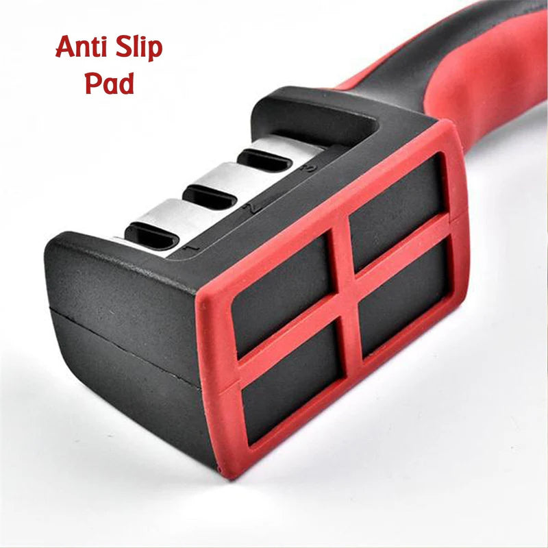 Manual Red & Black Knife Sharpener 3 Stage Sharpening Tool for Ceramic Knife and Steel Knives.