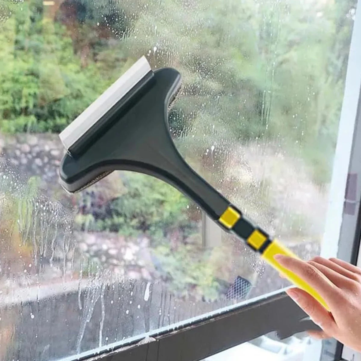 2-in-1 Mesh Cleaning Brush & Wiper with Extended Handle – Window Cleaner (1 Pc)