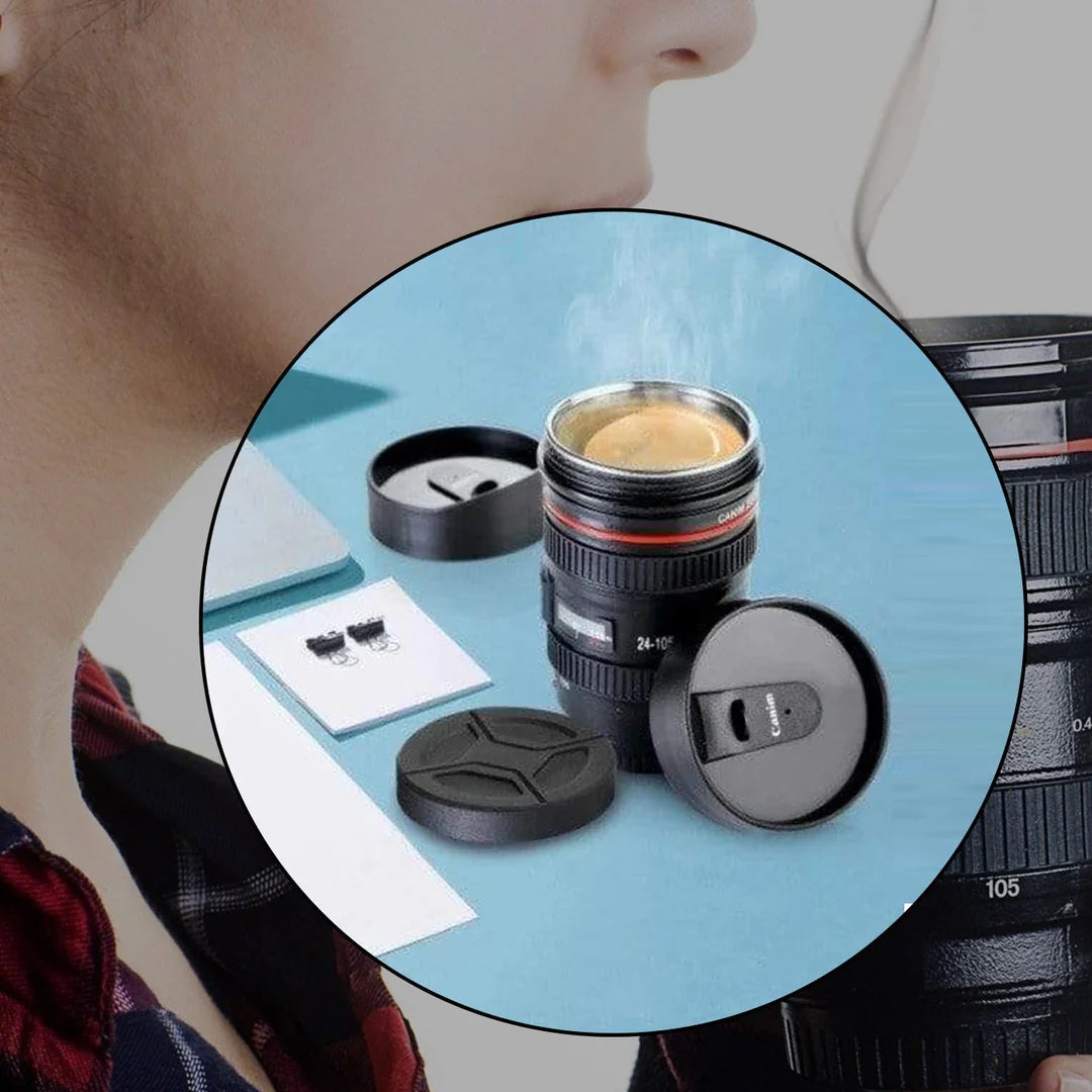 Plastic Camera Lens Stainless Steel Coffee Mug