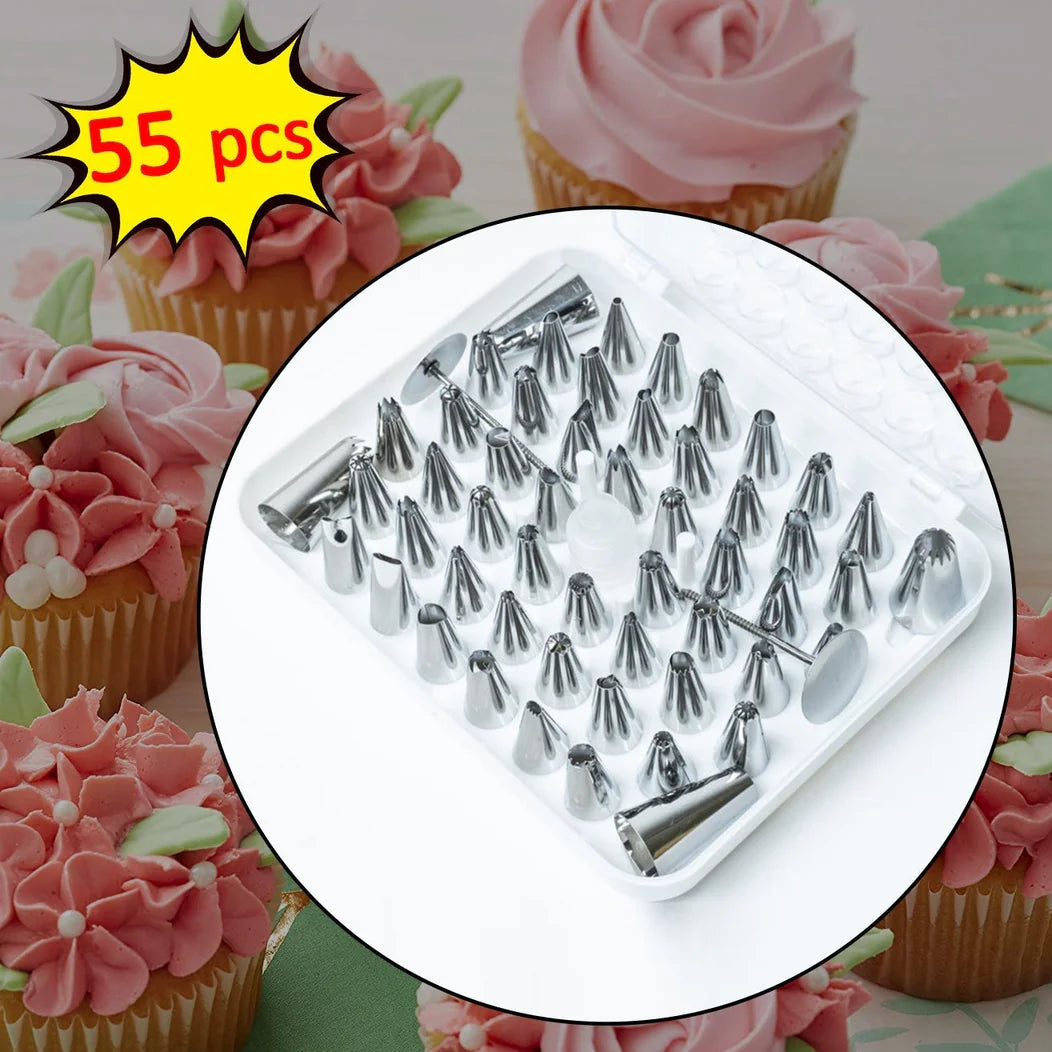 Cake Nozzle Set for Pastry Decorations (55-Piece)